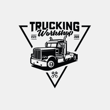 Trucking company emblem ready made logo vector isolated. Best for trucking and freight related industry