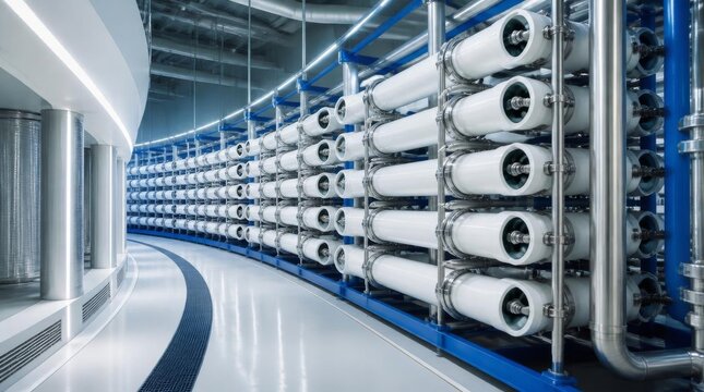 Industrial water purification plant with reverse osmosis membrane filters