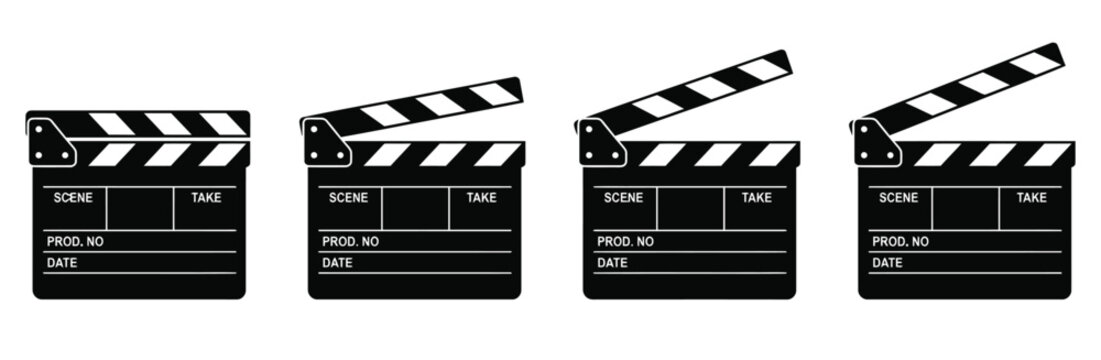 Animated clapperboard sequence depicting the start and progression of film production