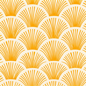 Retro Art Deco Sunburst Fan Seamless Pattern