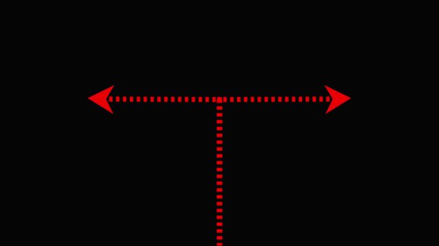 Dotted arrows animation indicates opposite directional paths. Navigation routing choices visualize on these dotted arrows. Dynamic user interface graphics guide the dotted arrows.