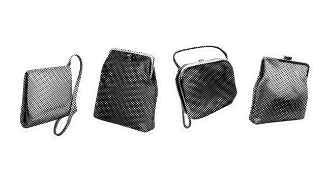 clutch retro halftone set , clean white border outline PNG