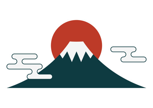 レトロモダンな富士山と日の出