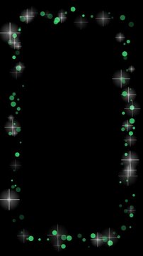 Vertical Emerald Green Sparkle Neon Border Loop Animation