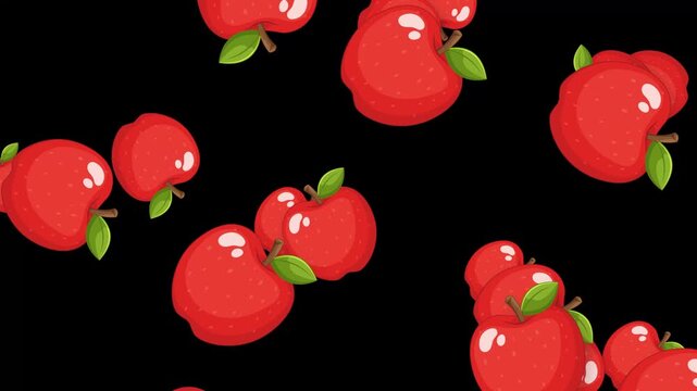 Red Apples Falling Downward Against a Solid Black Background