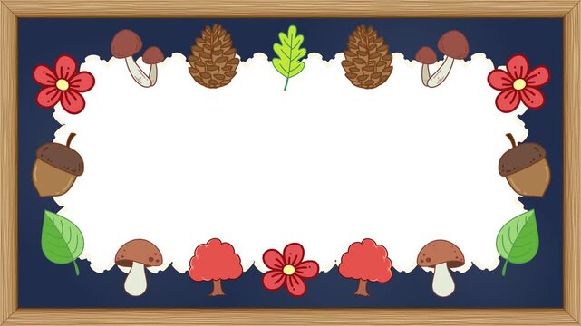 Chalkboard Frame Animation with Autumn Nature Border Elements