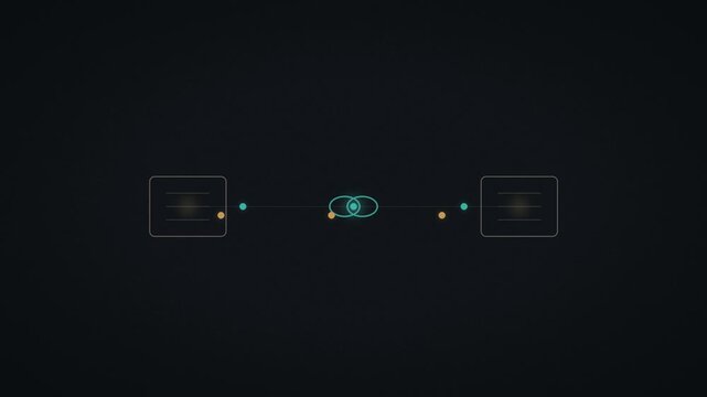 Two connected systems exchanging data continuously through a glowing API integration link