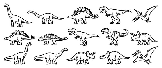 Hand-drawn dinosaur collection isolated on white background © andi