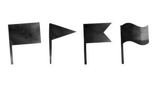 flag retro halftone set , clean white border outline PNG