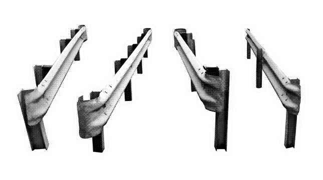 guardrail retro halftone set , clean white border outline PNG