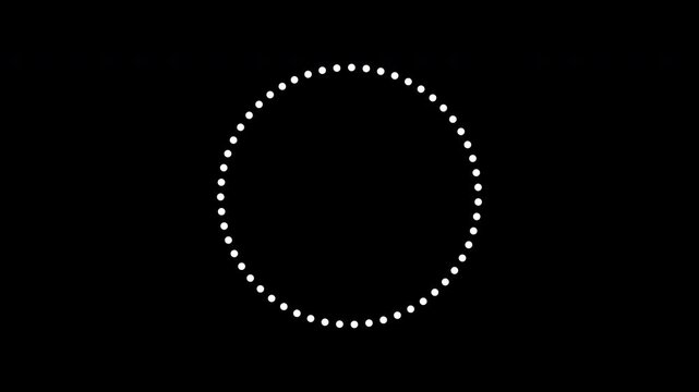 Minimalist circular dot loading spinner loop animation with alpha channel transparency.