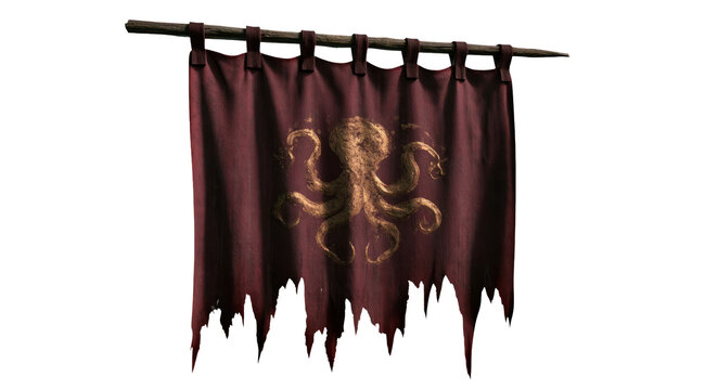 Weathered Burgundy Medieval Banner