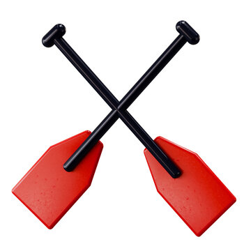 Crossed Red and Black Boat Oars Padle 3D Icon