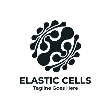 Abstract interconnected molecular cell logo for biotech and science sectors.