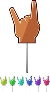 glove foam fan finger cartoon. one sign, winner soccer, blue supporter glove foam fan finger sign colorful illustration