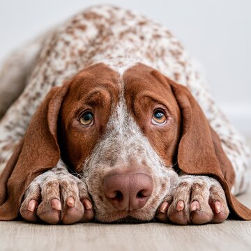 Puppy dog looking sad with mournful eyes