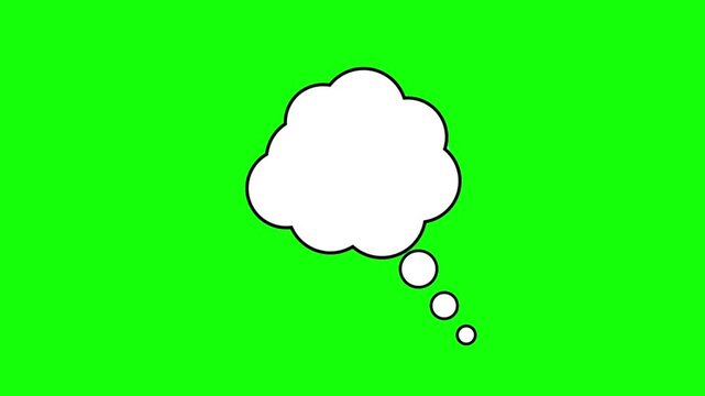 White Thought Bubble Icon Isolated on Bright Green Chroma Key Background for Digital Compositing
