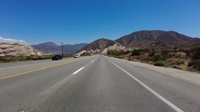Angeles Crest Highway Summer Eastbound 7 Wrightwood to Mormon Rock 16 Front View Driving Plate Angeles National Forest California USA