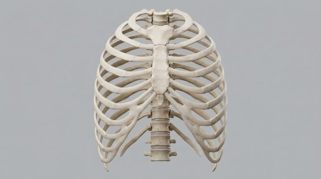 Anatomical Human Rib Cage Isolated on Plain Gray Background