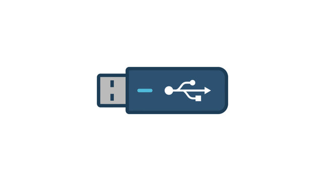 Close-up of a USB Flash Drive on White Background.
