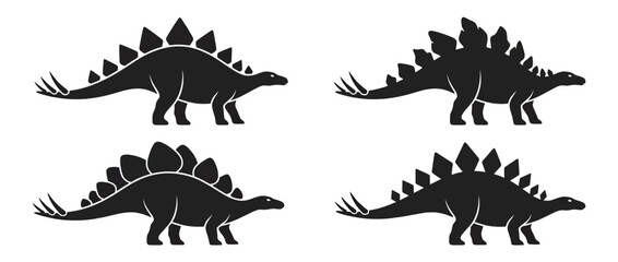 Four Dinosaur Silhouettes Isolated on Transparent Background © BESIR