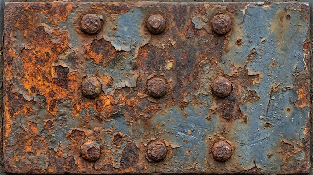 Unique background of old metal plate featuring weathered abstract pattern with grunge texture