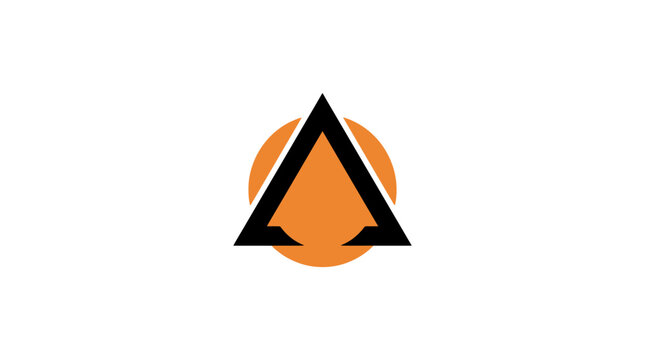 Minimalist geometric logo with black triangle and orange circle