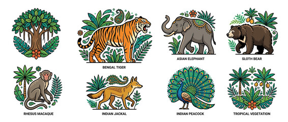 Obraz premium Jungle Wildlife and Tropical Flora Collection