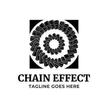 Chain effect domino circular strategy logo.