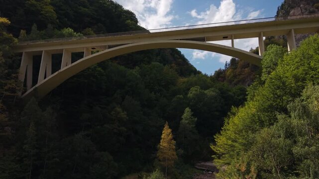 Drone view Valea lui Stan Viaduct above ravine Romania