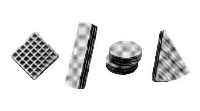 wafer retro halftone set , clean white border outline PNG