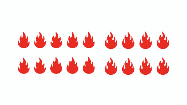 A collection of red flame shapes is presented as a flat vector illustration flames fire graphic design element heat