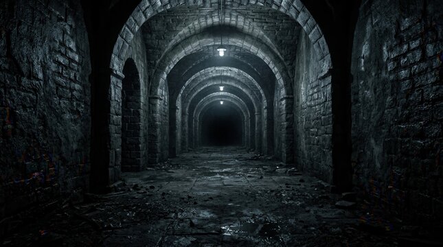 Chilling dungeon passage resembling a dark underground tunnel inside a basement