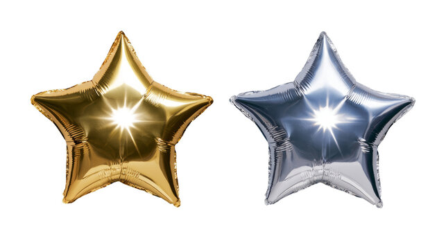 Gold and Silver Star Foil Balloons