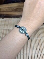 Natural Jade Bracelet with Green Beads, Handmade Gemstone Jewelry © Anna