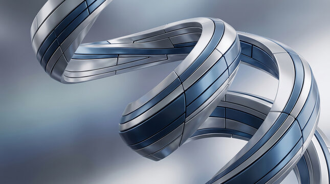 Abstract metallic spiral structure on soft background