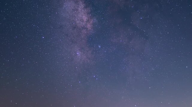 Delta Aquarids Meteor Shower and Milky Way Galaxy 50mm South Sky Zoom In Over Sierra Nevada Mts Purple California USA Time Lapse
