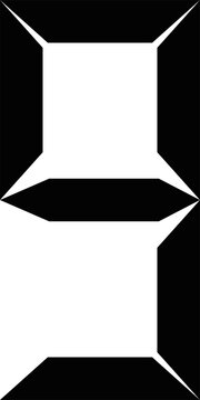 Black digital segment number 9 seven-segment display icon transparent PNG