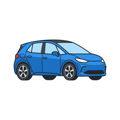 Fototapeta premium Electric Car Flat Vector Icon Isolated on White 