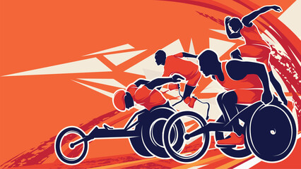 Obraz premium Disability Sports Day Background Vector. Paralympic Sports Games Illustration. Graphic Design for the decoration of gift certificates, banners, and flyer 