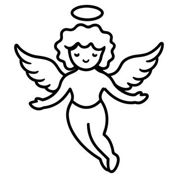 Minimalist Angel Outline Illustration With Elegant Graceful Heavenly Silhouette