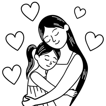 Beautiful Mother Daughter Illustration With Heartwarming Mothers Day Connection