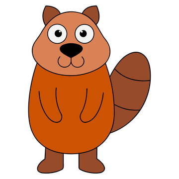 Funny Beaver Cartoon Illustration With Adorable Playful Facial Expression