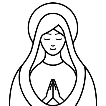 Elegant Praying Outline Drawing With Graceful Spiritual Human Silhouette