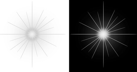Fototapeta premium White starburst light effect isolated on a transparent background