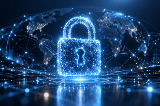 Futuristic cybersecurity protection concept