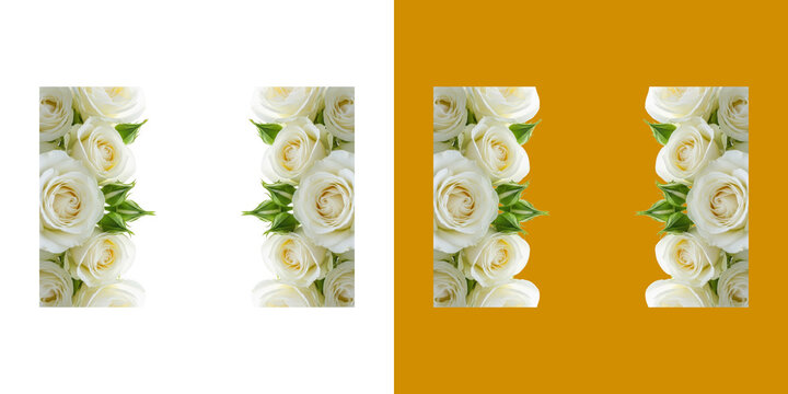Elegant white rose borders on contrasting amber and clean simple surfaces transparent png