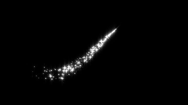 Seamless magic glitter star with twinkling white stars line animation, shimmering star lines and fantasy sparkle transition effect on black background in 4k resolution