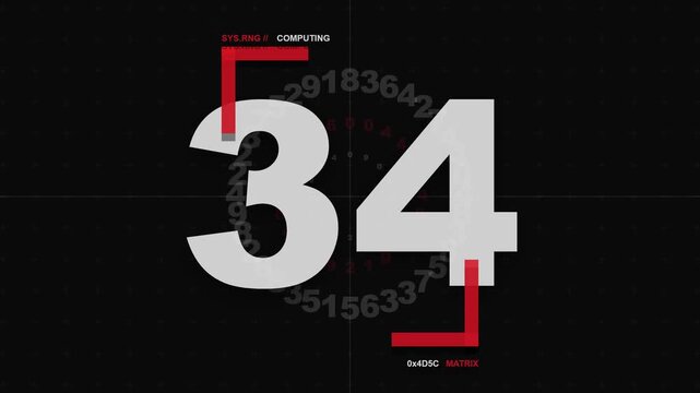 Random number generator showing digital hud circles and numeric display