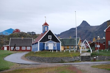 Colorful buildings in the small Inuit town of Sisimiut, Greenland, Denmark. © Iwona